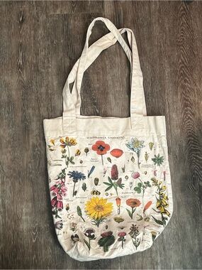 Wildflower Specimens Floral Canvas Tote Bag - Cream